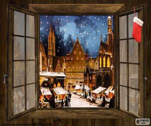 Puzzle Χριστουγεννιάτικη αγορά, παράθυρο